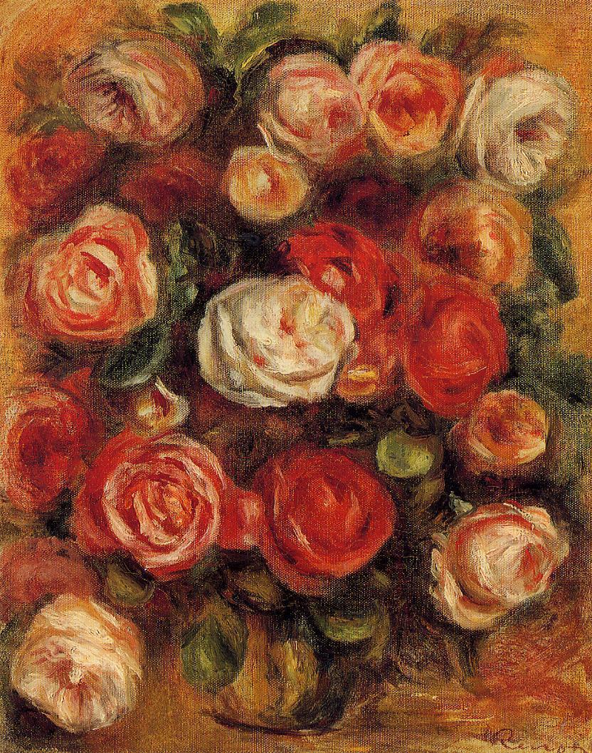 Vase of Roses - Pierre-Auguste Renoir painting on canvas